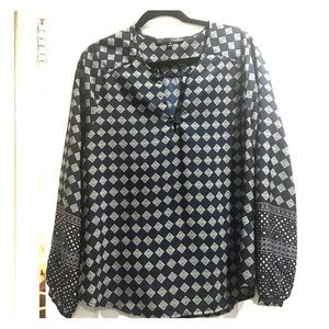 Blue balloon sleeve blouse